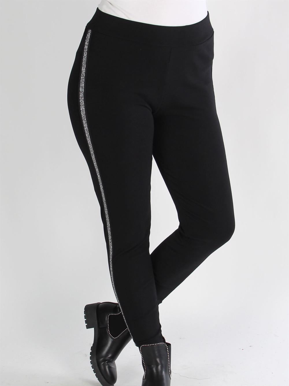 Pesaro - Svarta leggings med silver glimmer i benen